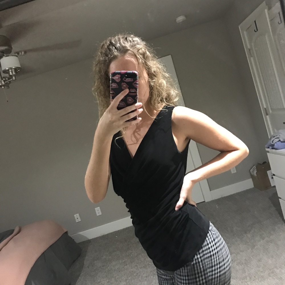 Black v-neck blouse